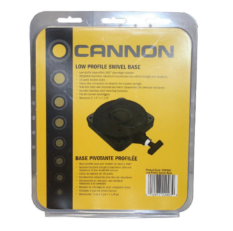 Cannon Low-Profile Downrigger Swivel Base Locking Boat Mount with Screws