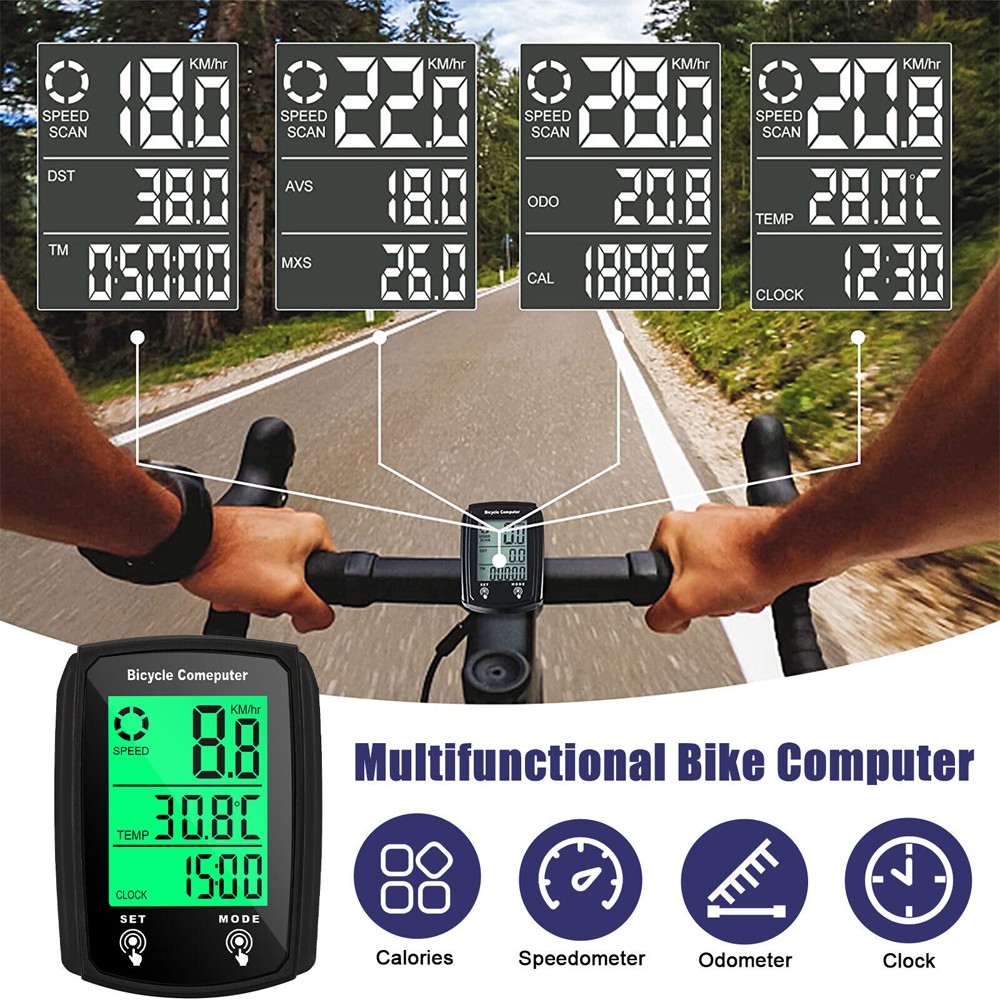Bicycle Speedometer Cycle Digital Odometer Bike Computer Waterproof Touch Screen