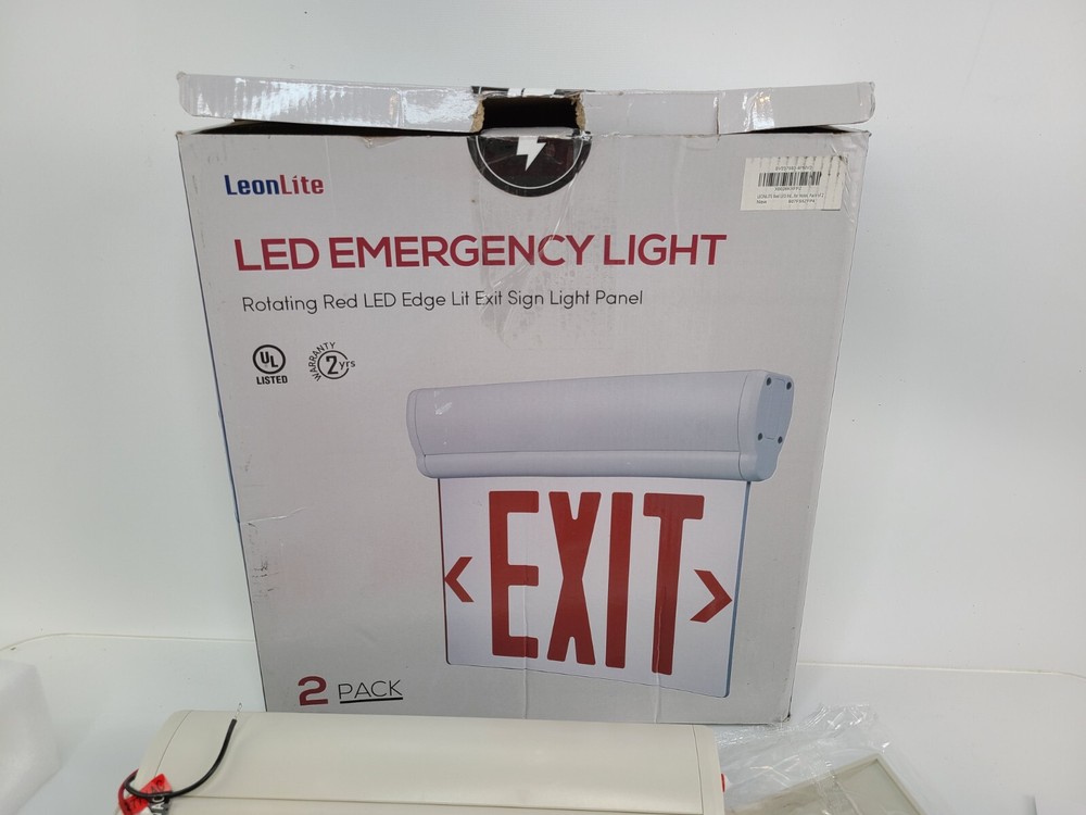 LEONLITE Red LED Edge Lit Exit Signs UL 924, Emergency Exit Lights - 2 Pack
