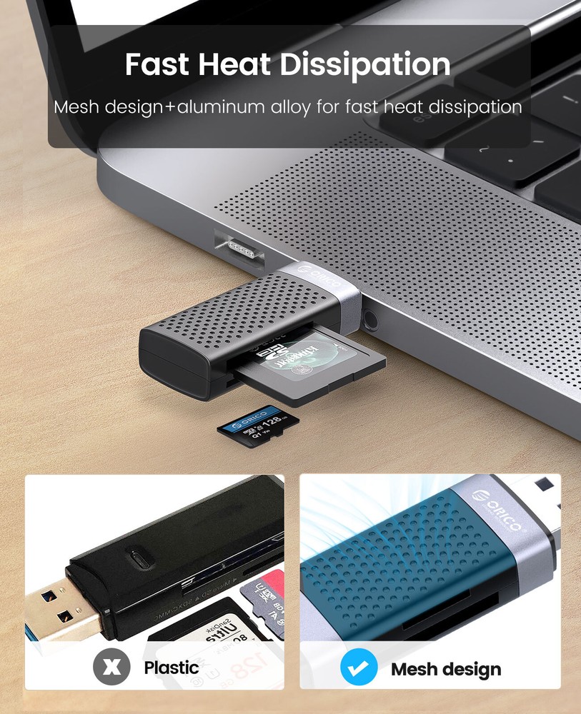 ORICO Type C USB2.0 Card Reader Memory Portable Type-C+TF/SD Smart Card Reader