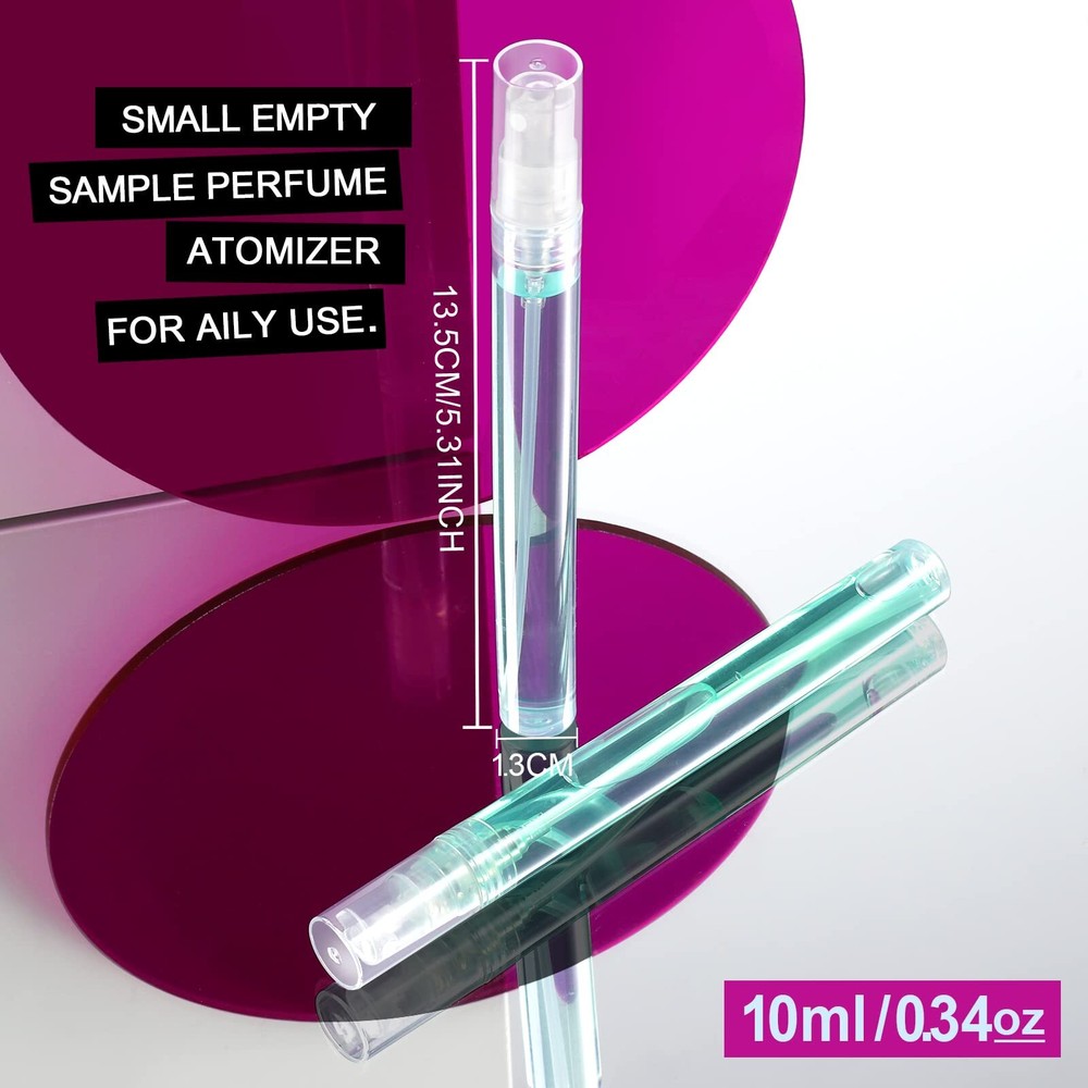 20 Pack 10ml Mini Spray Bottles Empty Tube Refillable Perfume Containers
