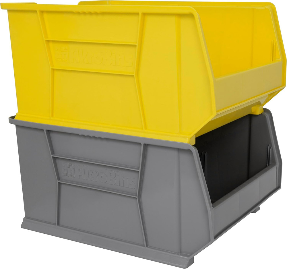 30289 Super-Size Akrobins Plastic Storage Bins, Space-Saving Stackable Bins for