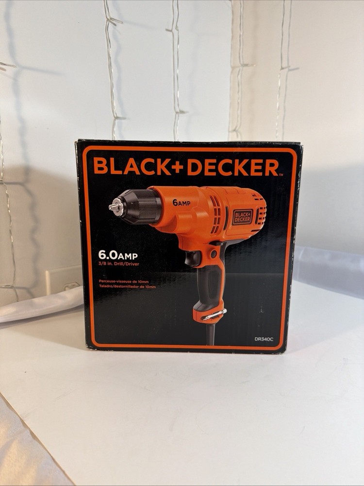 NEW Black+Decker DR340C 6.0 Amp 3/8” Corded Drill Driver Variable Speed 120V