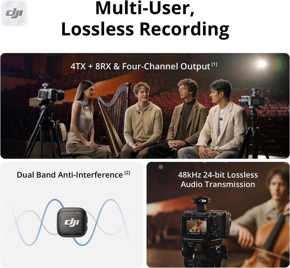 DJI Mic 2 (2TX + 1RX + ChargingCase) Advanced Mini Wireless Microphone