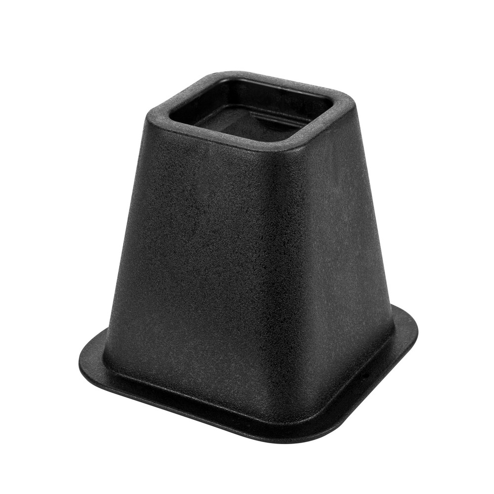 6 inch Plastic Bed Risers with Wheel Caster Stabilizer, Black, 2.29 lb