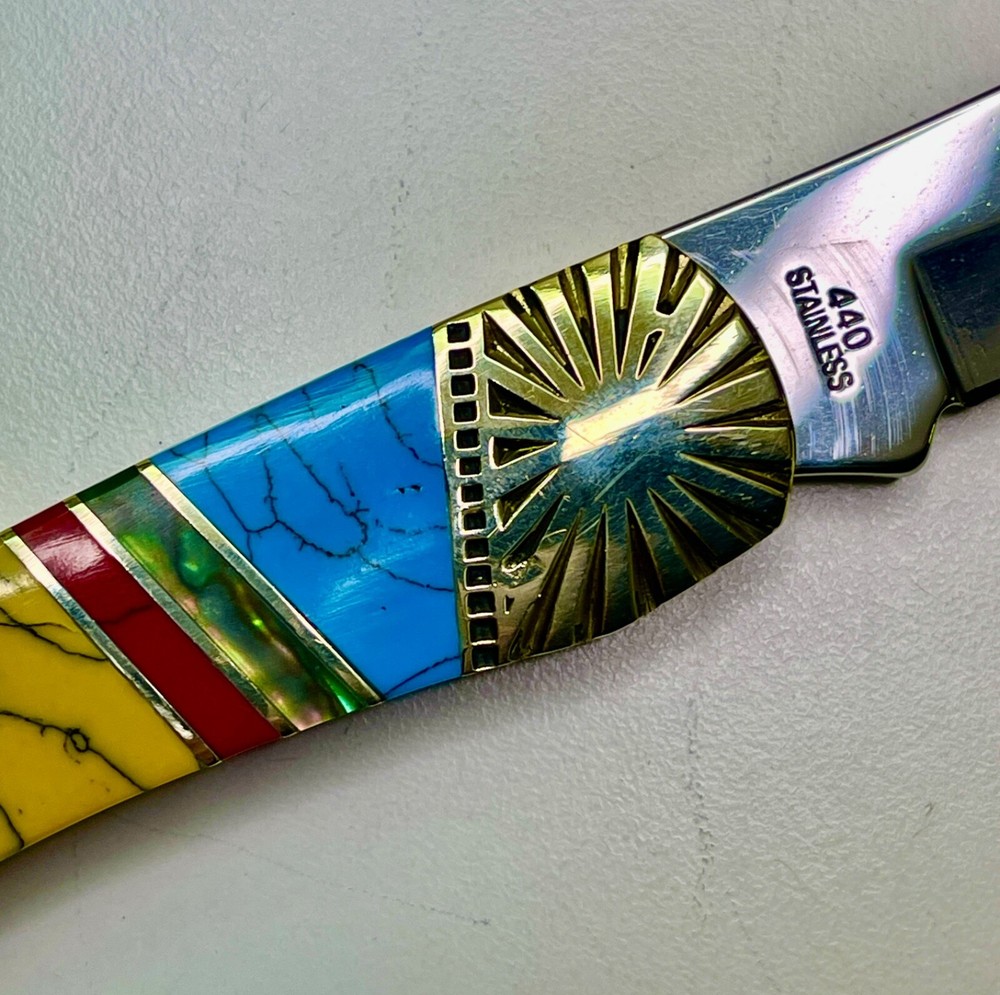 Large 5" Long SILVERHORSE STONEWORKS Single-Blade LOCKBACK with 3.5" Blade