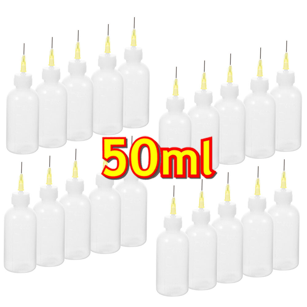 50cc Needle Glue Squeeze Bottle, Precision Tip Applicator, 20 Pack