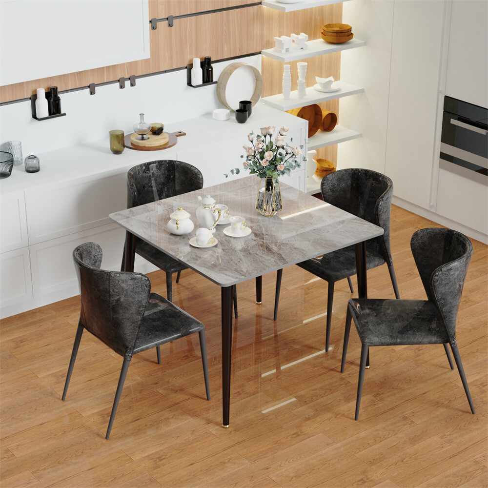 Large Dining Table For 4-6 People Modern High Gloss Sintered Stone Table Kitchen