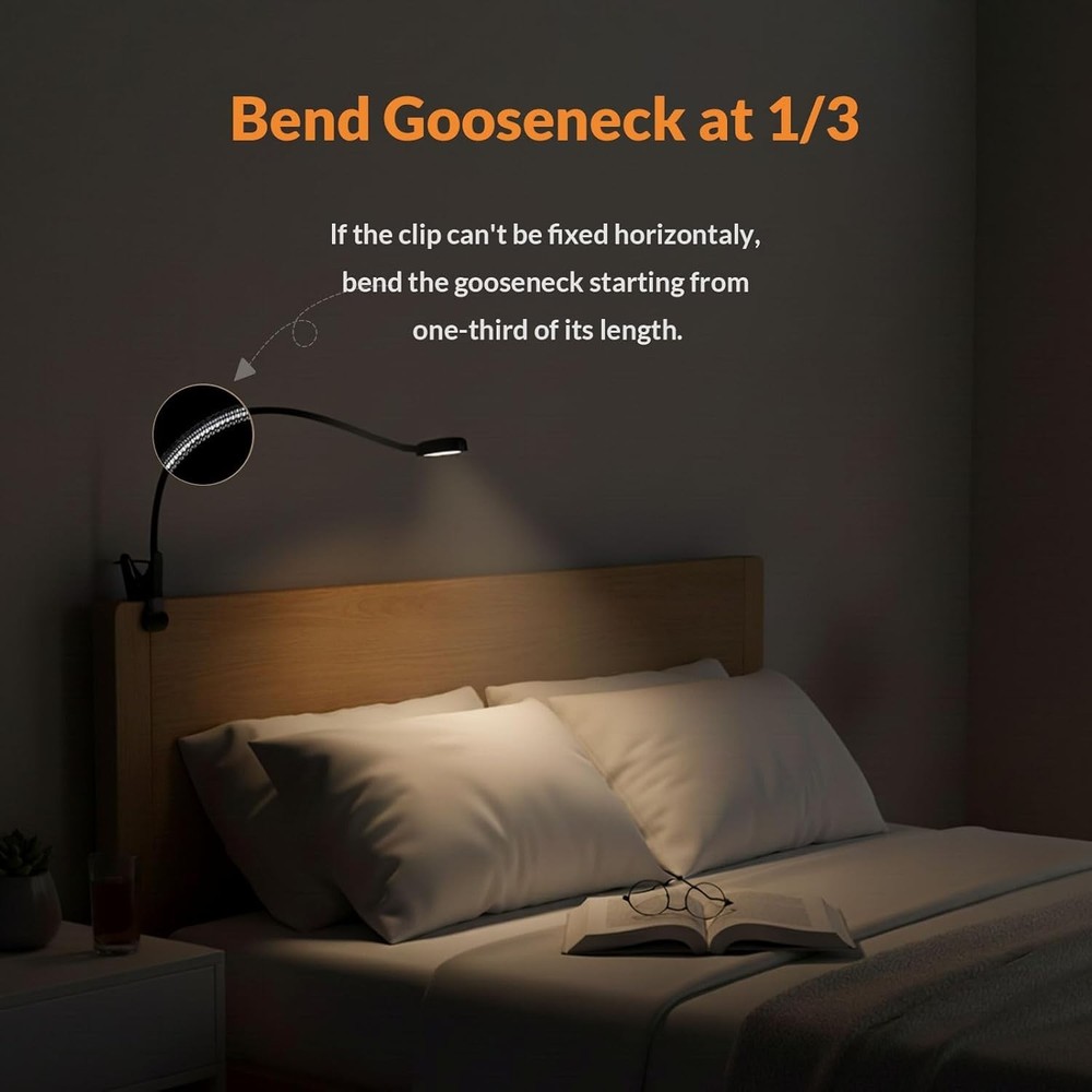 Versatile Clip-On LED Desk Lamp - Eye-Friendly Lighting for Reading & Tasks