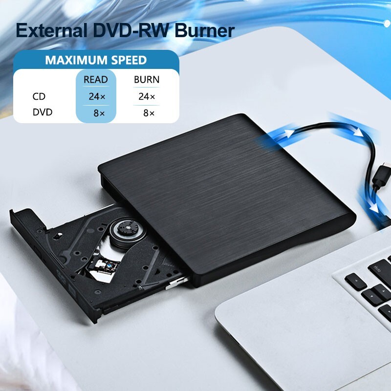 External Optical Drive USB 3.0 Type-C Portable CD DVD RW Burner Optical Drives