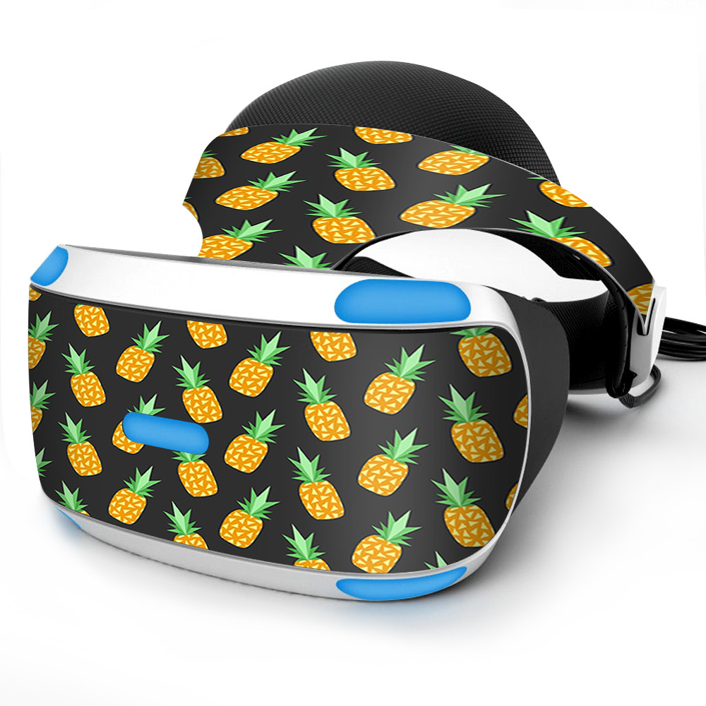 Skin Wrap for Sony Playstation PSVR Headset pineapples grey pattern