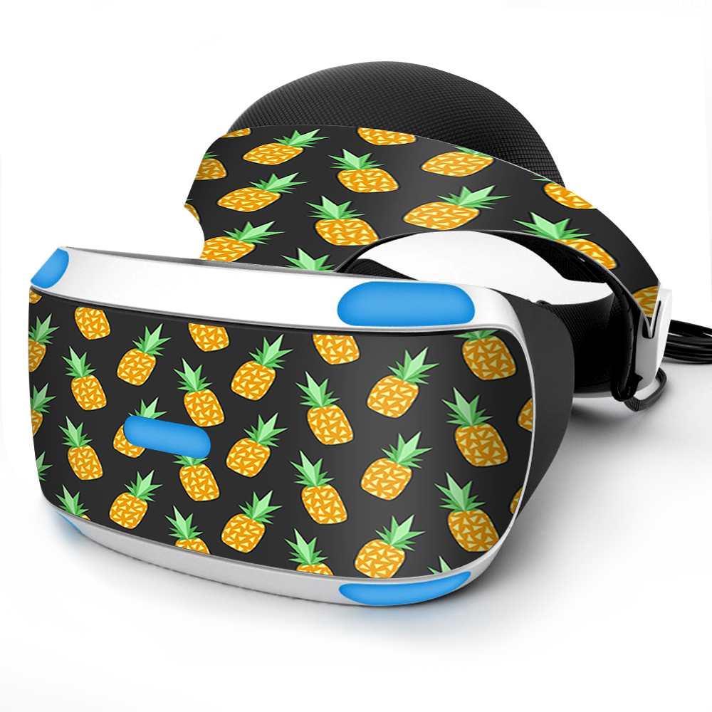Skin Wrap for Sony Playstation PSVR Headset pineapples grey pattern