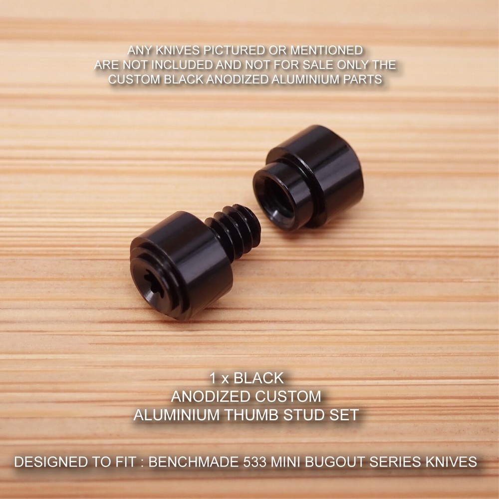 Benchmade 533 Mini BUGOUT Custom Designed Thumb Stud Set - Anodized BLACK