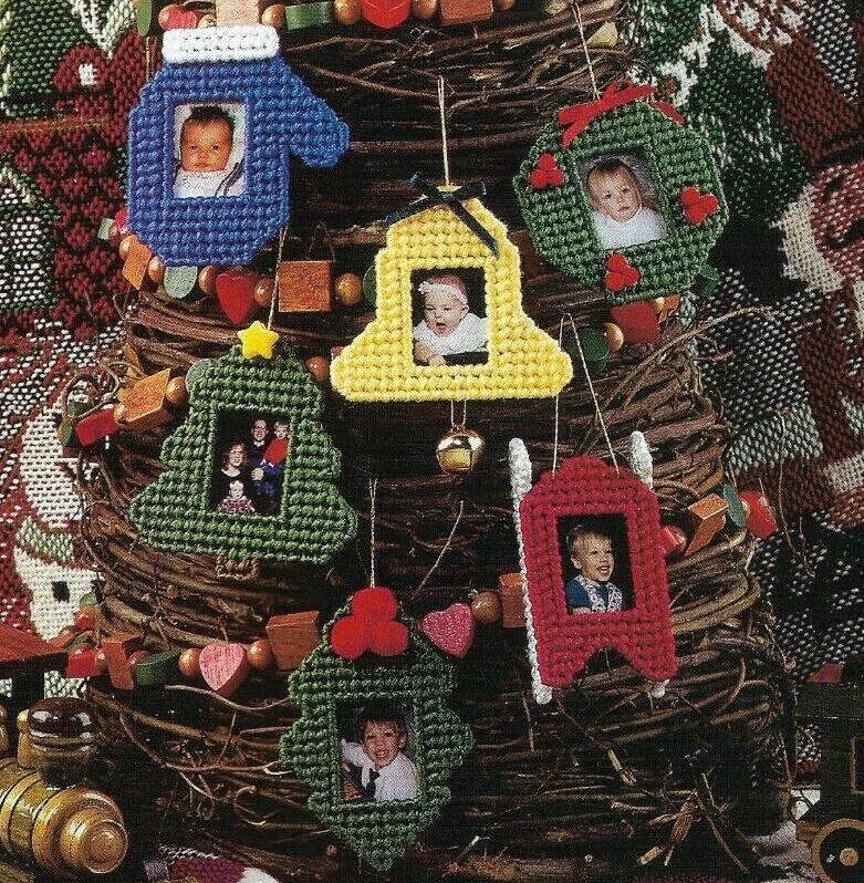 6 HOLIDAY FACES ORNAMENTS CHRISTMAS PLASTIC CANVAS PATTERN INSTRUCTIONS