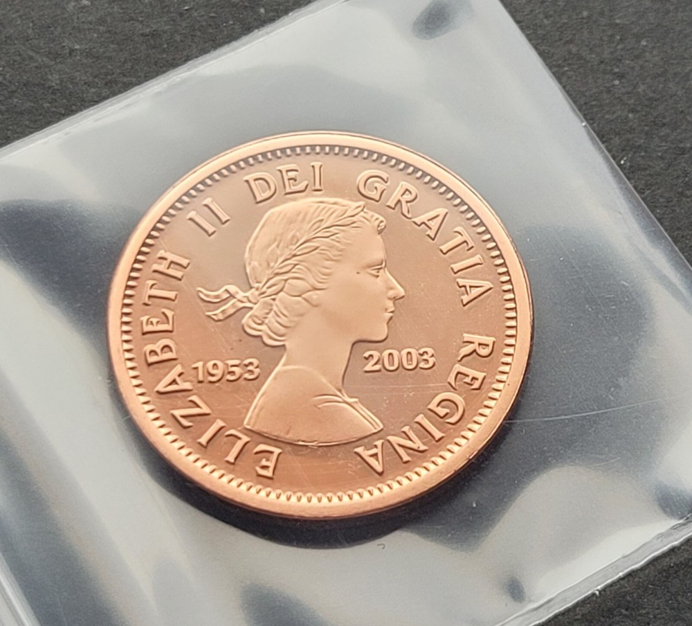 *** CANADA  ONE  CENT  2003  CORONATION  ***  PROOF  ULTRA  HEAVY  CAMEO  ***