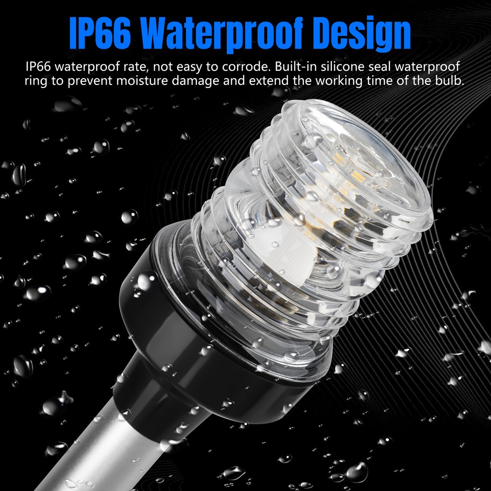 12" Marine Boat Yacht LED Navigation Light Fold Down Anchor Stern Pole Lamp 2NM