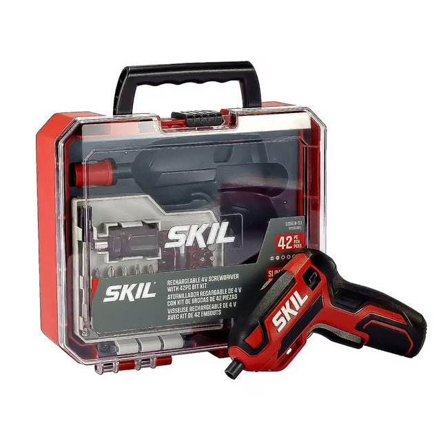 SKIL 4V PILOT SCREWDRIVER W/ 42 PIECE BIT KIT CASE *DISTRESSED PKG