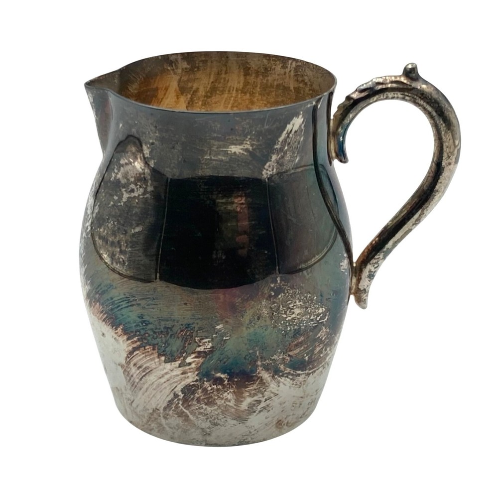 Vintage Pilgrim Silverplate 3.5" Creamer Small Milk Pitcher Flat Bottom w Handle