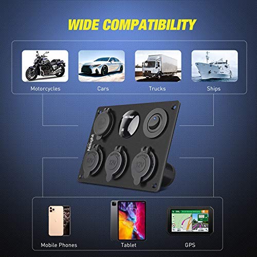 Dual Cigarette Lighter Socket with Wire 12V Dual Power Cigarette Socket Panel