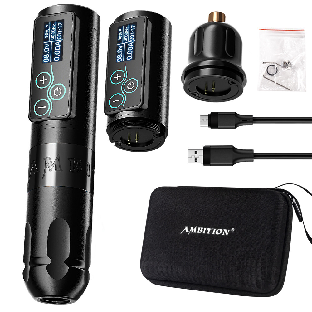 Ambition Wireless Tattoo Machine Rotary Pen Battery Pack 2400mAh Touch Screen
