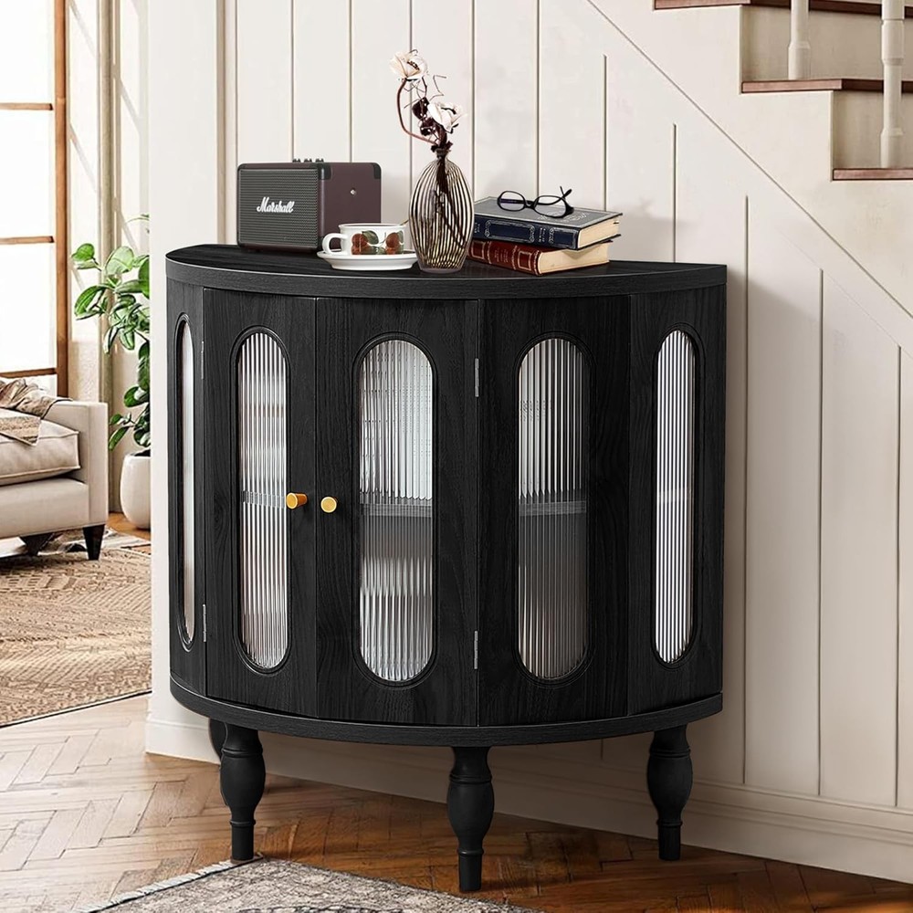 31'' Sideboard Buffer Cabinet with Storage, Semi-Circle Accent Storage Cabinet