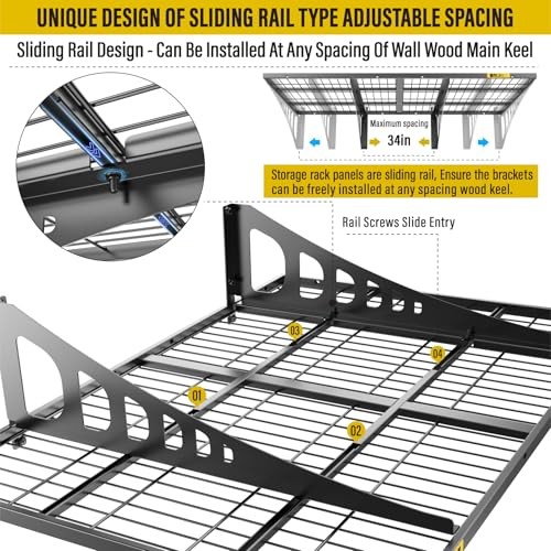 2x3ft Adjustable Rail Wall Garage Storage Shelf, for Tool Room, 2x3ft-4pack