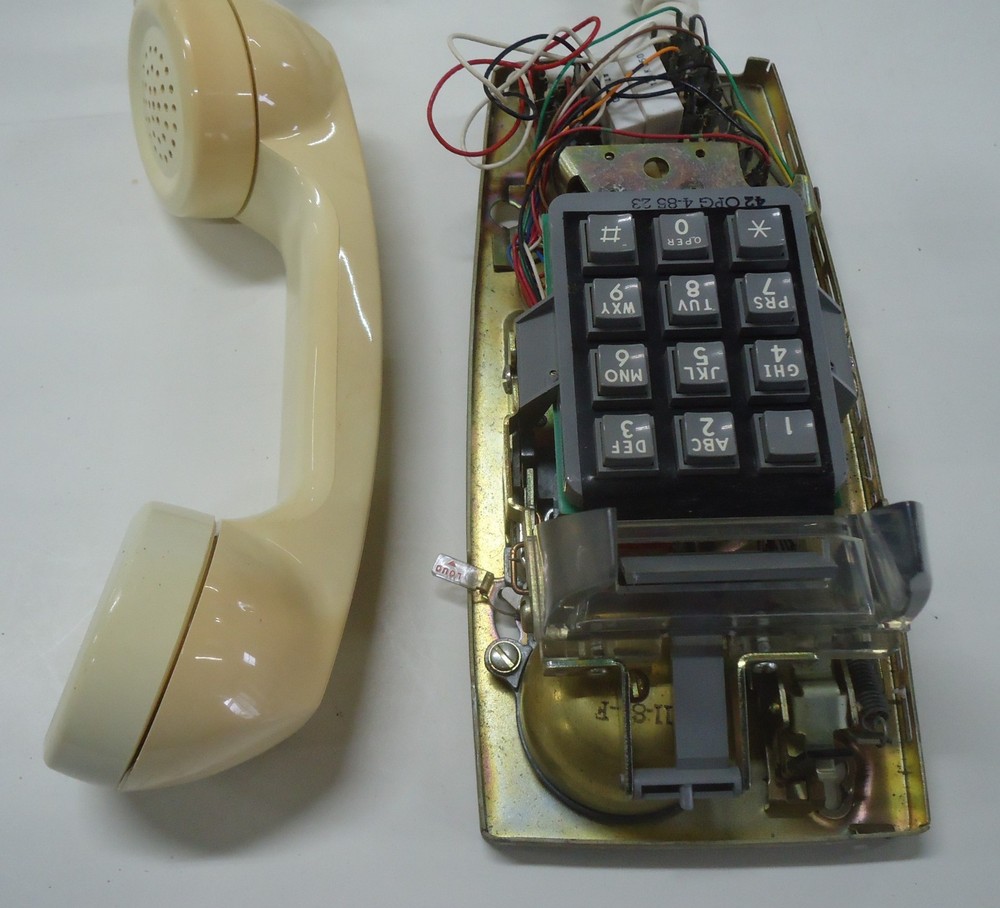 ITT 2554 Push Button Wall Phone Ivory, Untested