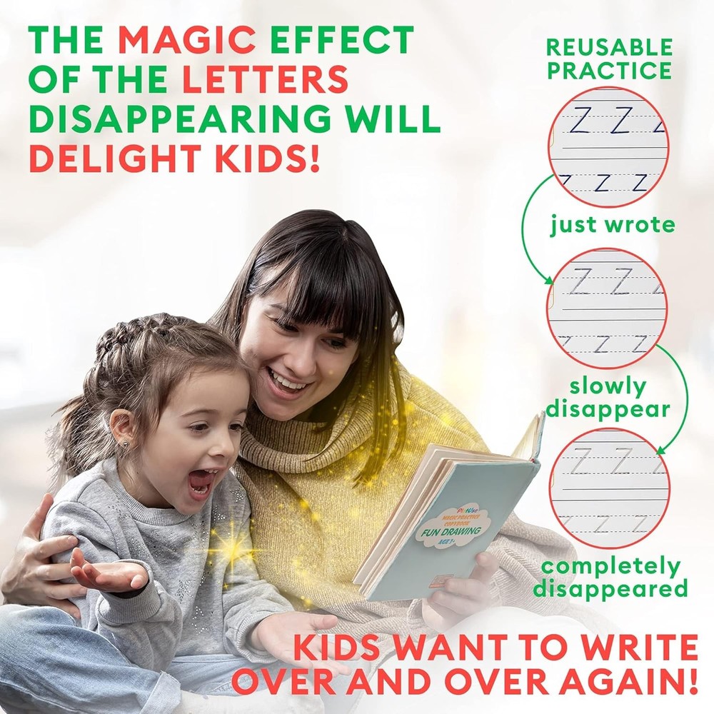 Magic Grooved Practice Copybook Set – Handwriting Learning medium, Multicolor