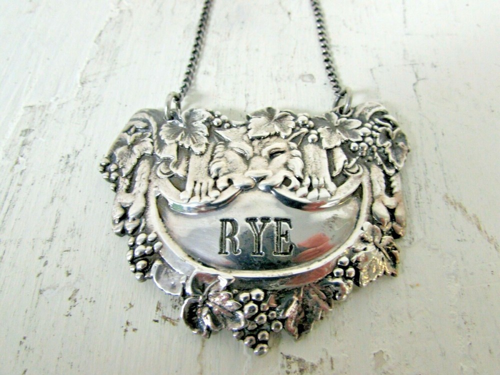 English Sterling "Rye" Decanter Label, c1900