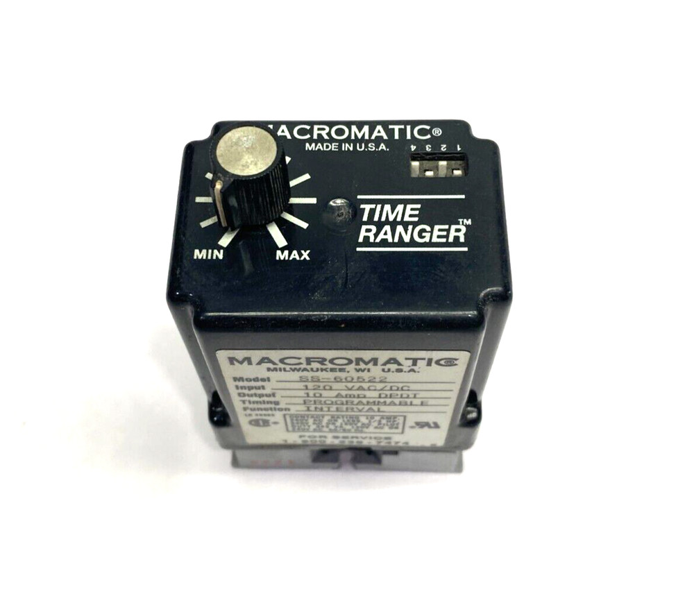 Macromatic SS-60522 Time-Ranger Programmable Interval Timing Relay 120VAC/DC