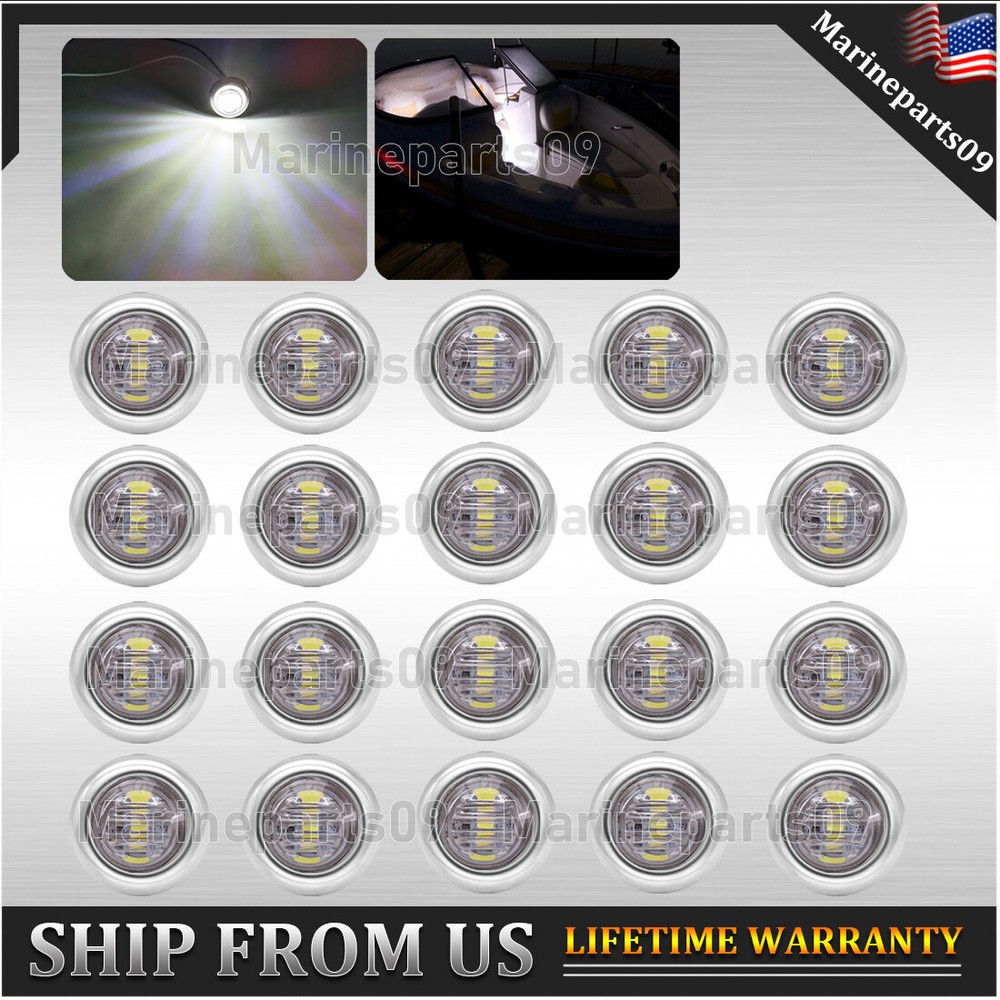20x White Boat Deck Light LED Stainless Cabin Lighting Courtesy Lights
