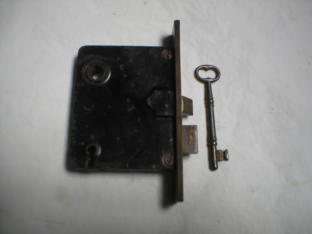 Antique Victorian Decorative Mortise Lock and Key