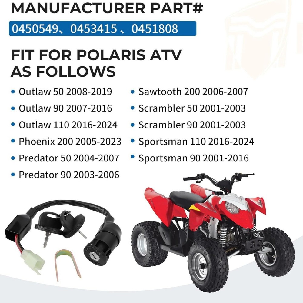 Ignition Switch Replacement 0453415 For Polaris Phoenix 200 2005-2023 Model