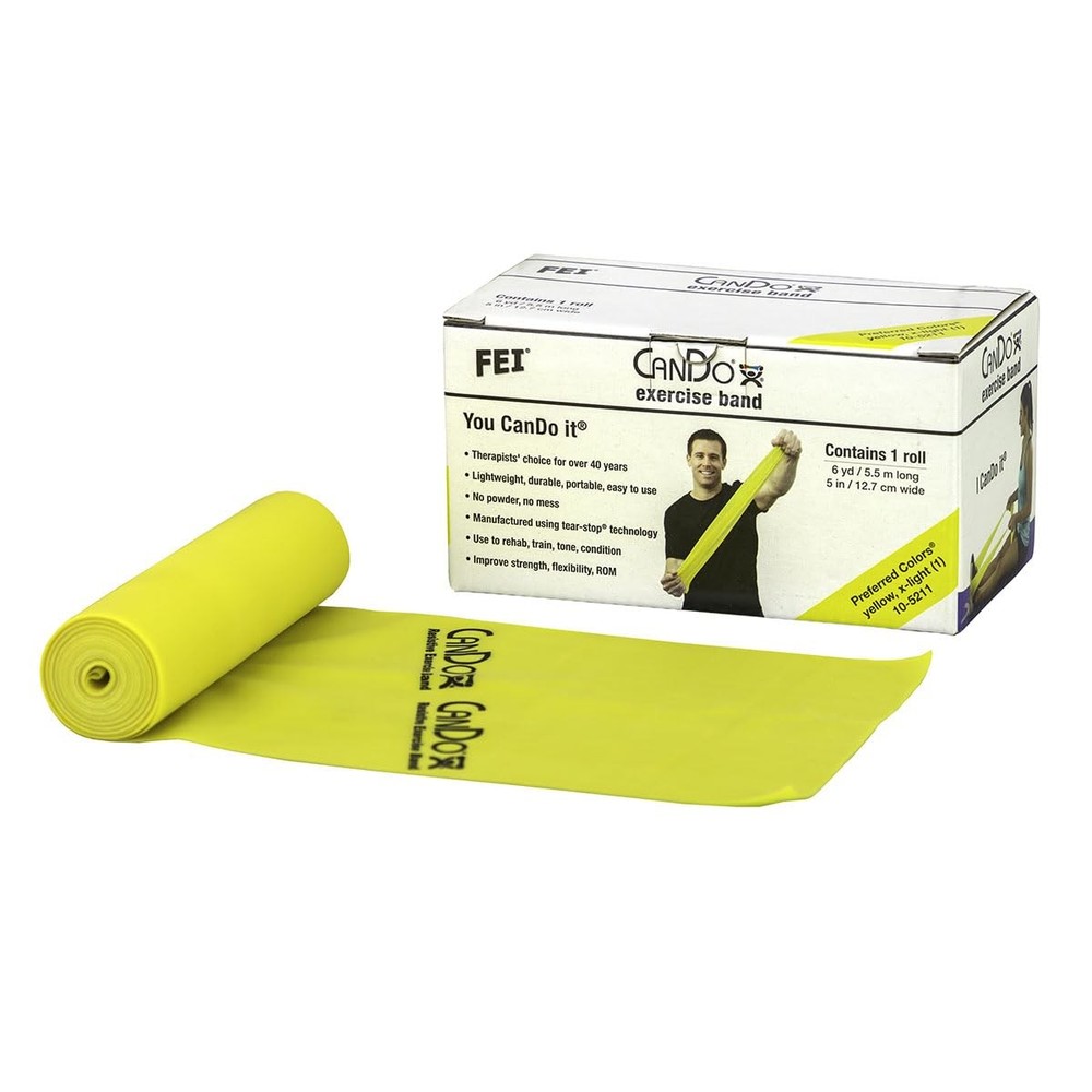 Low Powder Exercise Band, 6 yard Roll, Yellow: X-Light