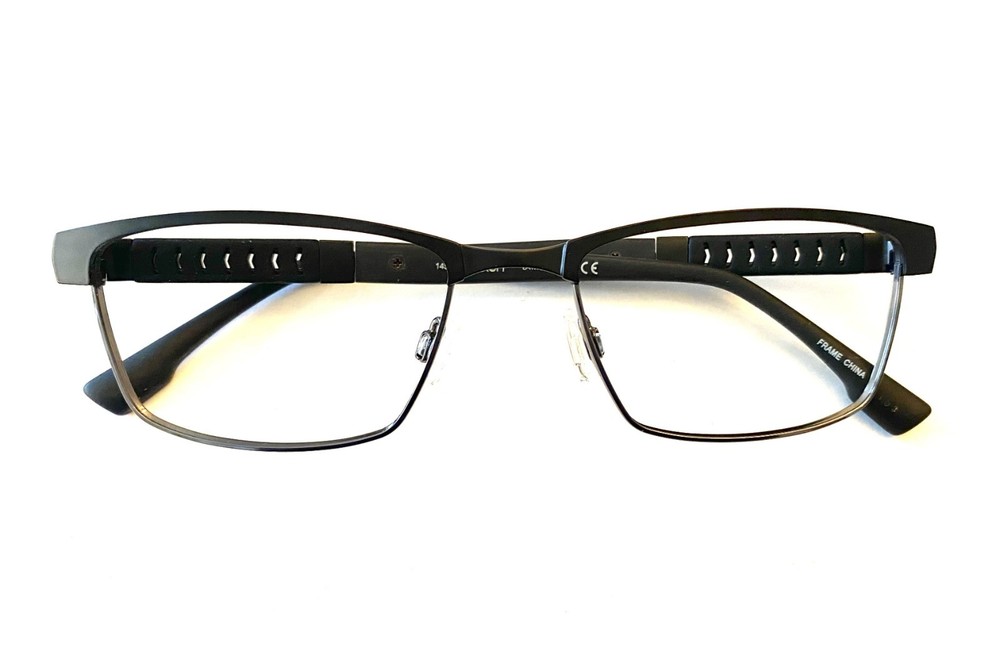 Flexon Eyeglasses Frames LATITUDE E1110 001 Black Silver Rectangle 55-18-145
