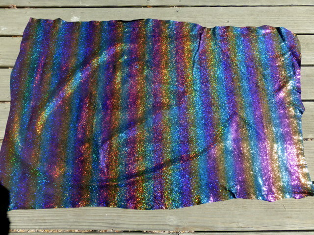 Pigskin leather hide Flashing Glitter Metallic Rainbow Waves Pattern 1.5oz