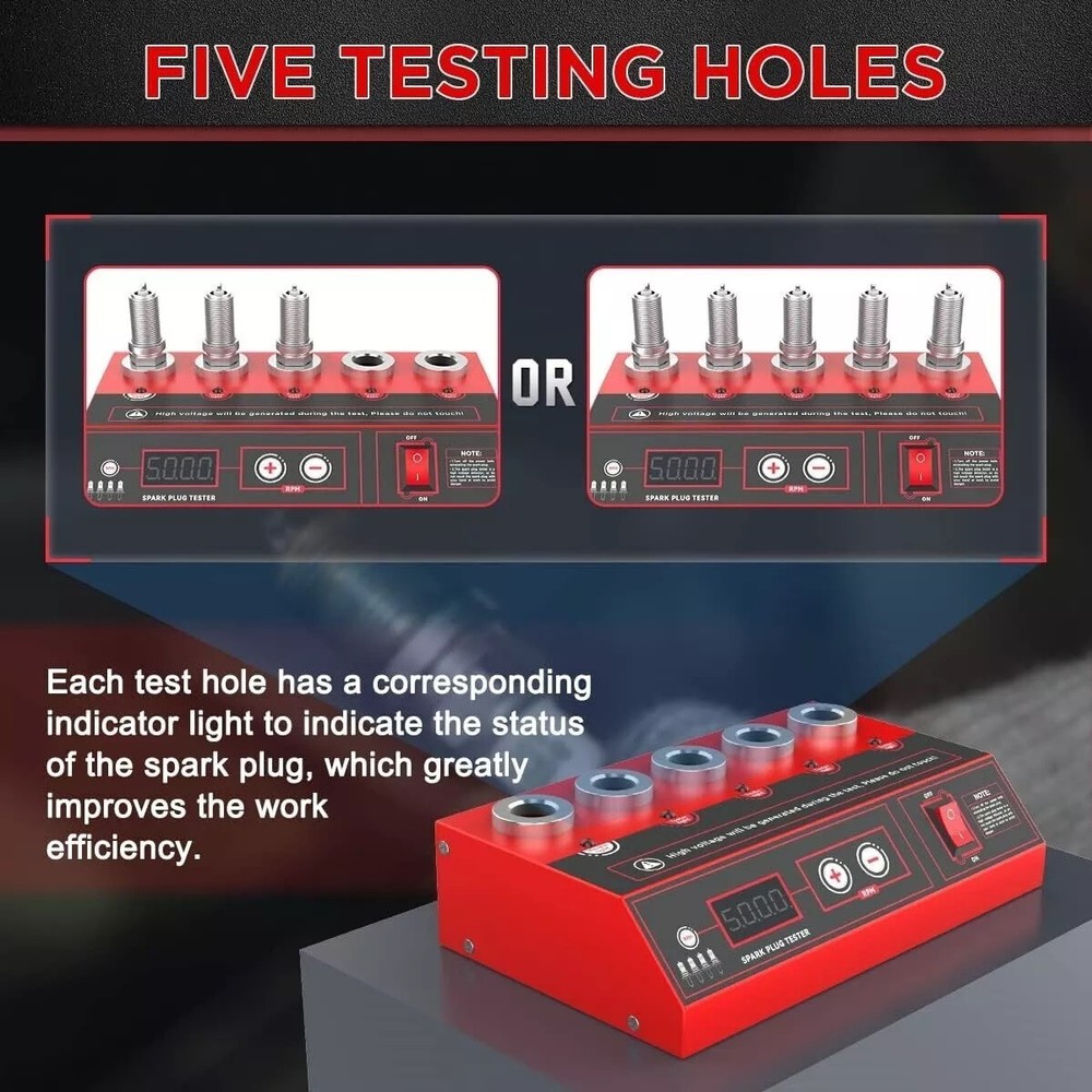 Car Spark Plug Tester Analyzer Ignition Coil Test Detect 5Socket Diagnostic Tool