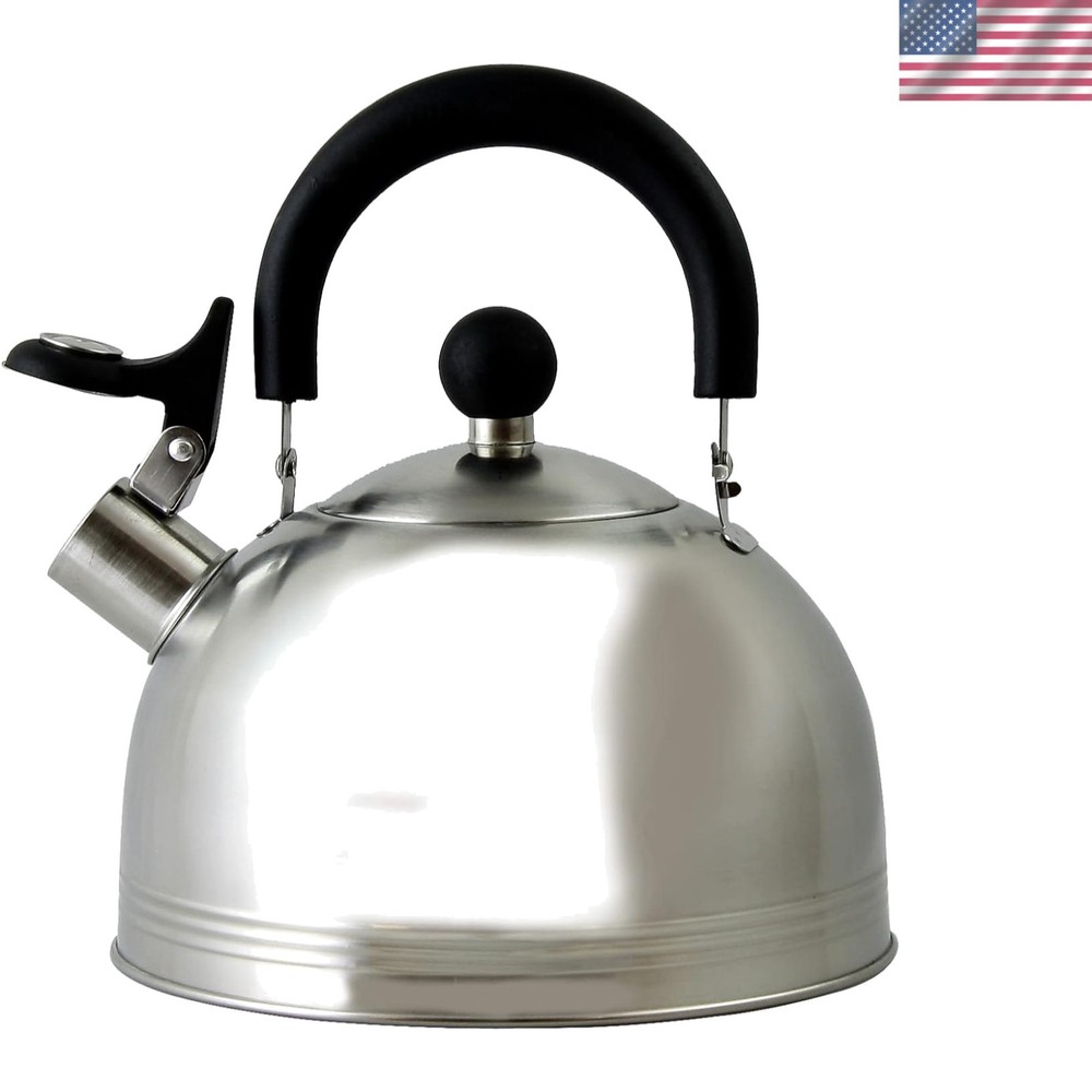 Durable 1.5-Quart Whistling Tea Kettle with Bakelite Handle – Mr. Coffee Style