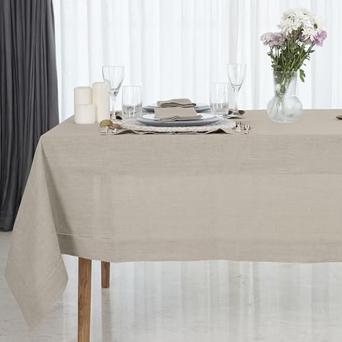 Linen Tablecloth 60 x 90 Inch - 100% Pure 90" x 60" (Rectangular) 02 - Natural