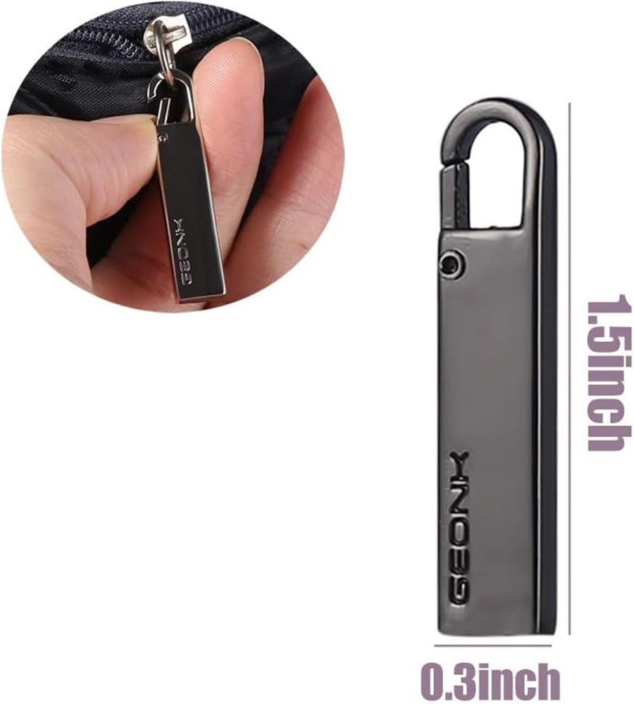 Zipper Pull Tab Replacement Metal Handle Mend Fixer Easy Use Black