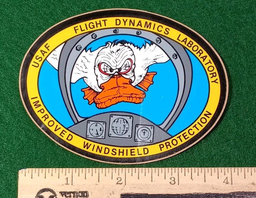 Vtg USAF Flight Dynamics Laboratory Improved Windshield Protection Sticker NOS