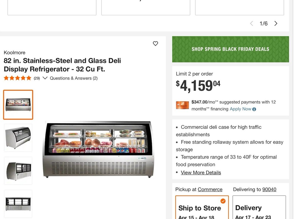 Kool More Deli Display Refrigerator 82” Kool More