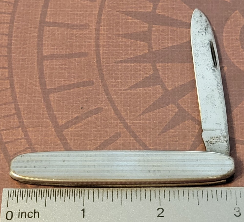 Knife Made In Germany Single Blade Folder Silver Stainless Steel Handles