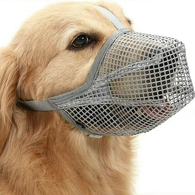 Breathable Mesh Dog Muzzle Allows Panting and Drinking - Extra Small - XS Grey