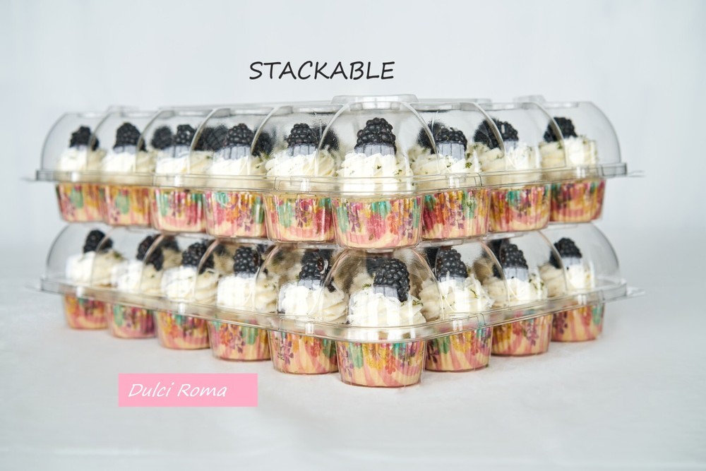 CUPCAKE CONTAINERS STACKABLE 24 COMPARTMENT -10 PACK CUPCAKE BOX CARRIER HOLDER