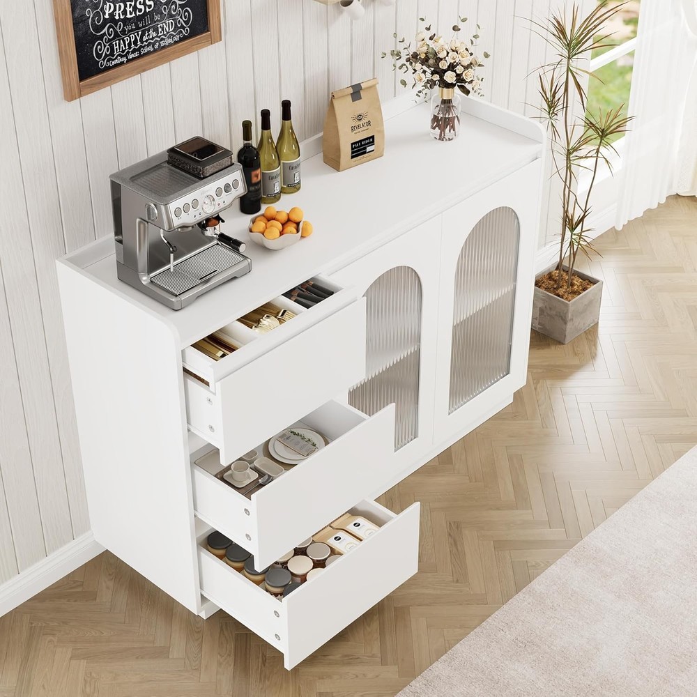 48" Coffee Bar Cabinet Buffet Cabinet Storage Sideboard Kitchen Buffet Table