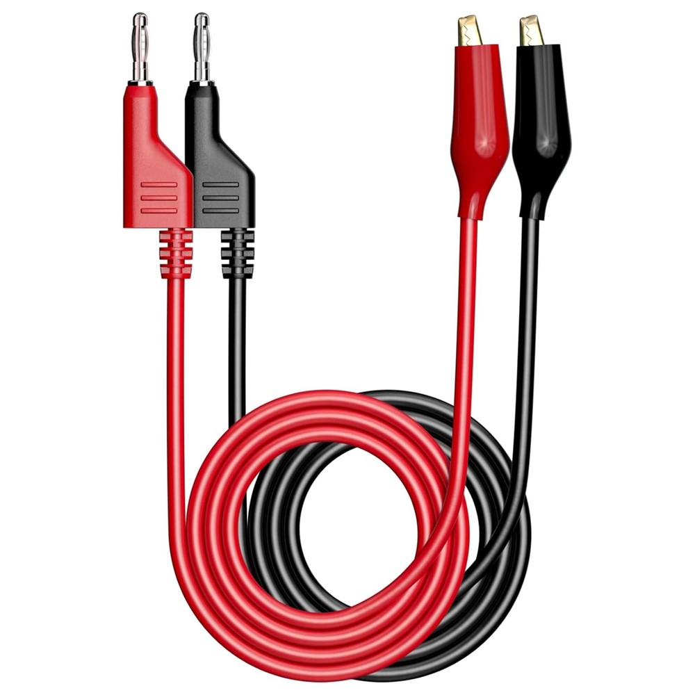 Stackable Banana Plug to Alligator Clips Test Leads, Red & Black, 2 PCS