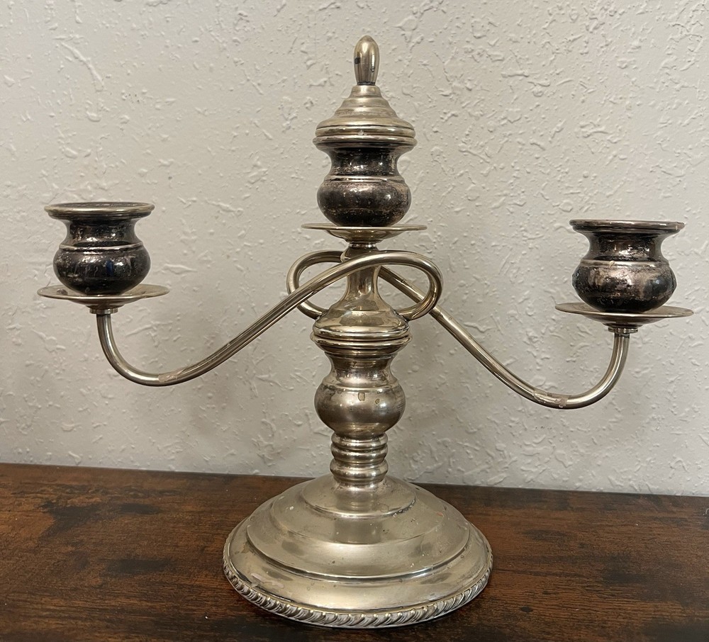 Pair Nickel Silver Moveable Twisted Arms Candelabra