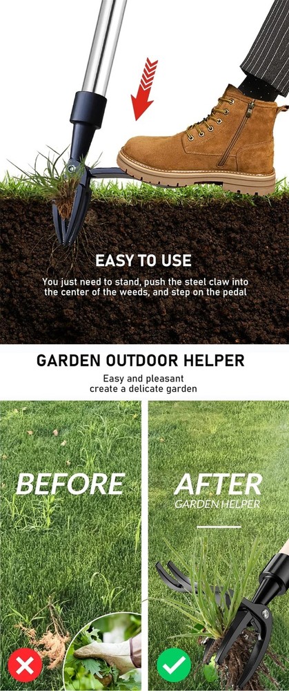 Weeder Puller Stand Up Weed Tool with Handle Garden Outdoor Root Remover Killer