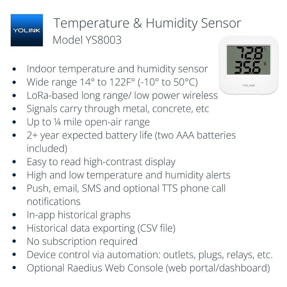 Smart Wireless Temperature Sensor/Humidity Sensor Wide Range -22 to 158 Degre...